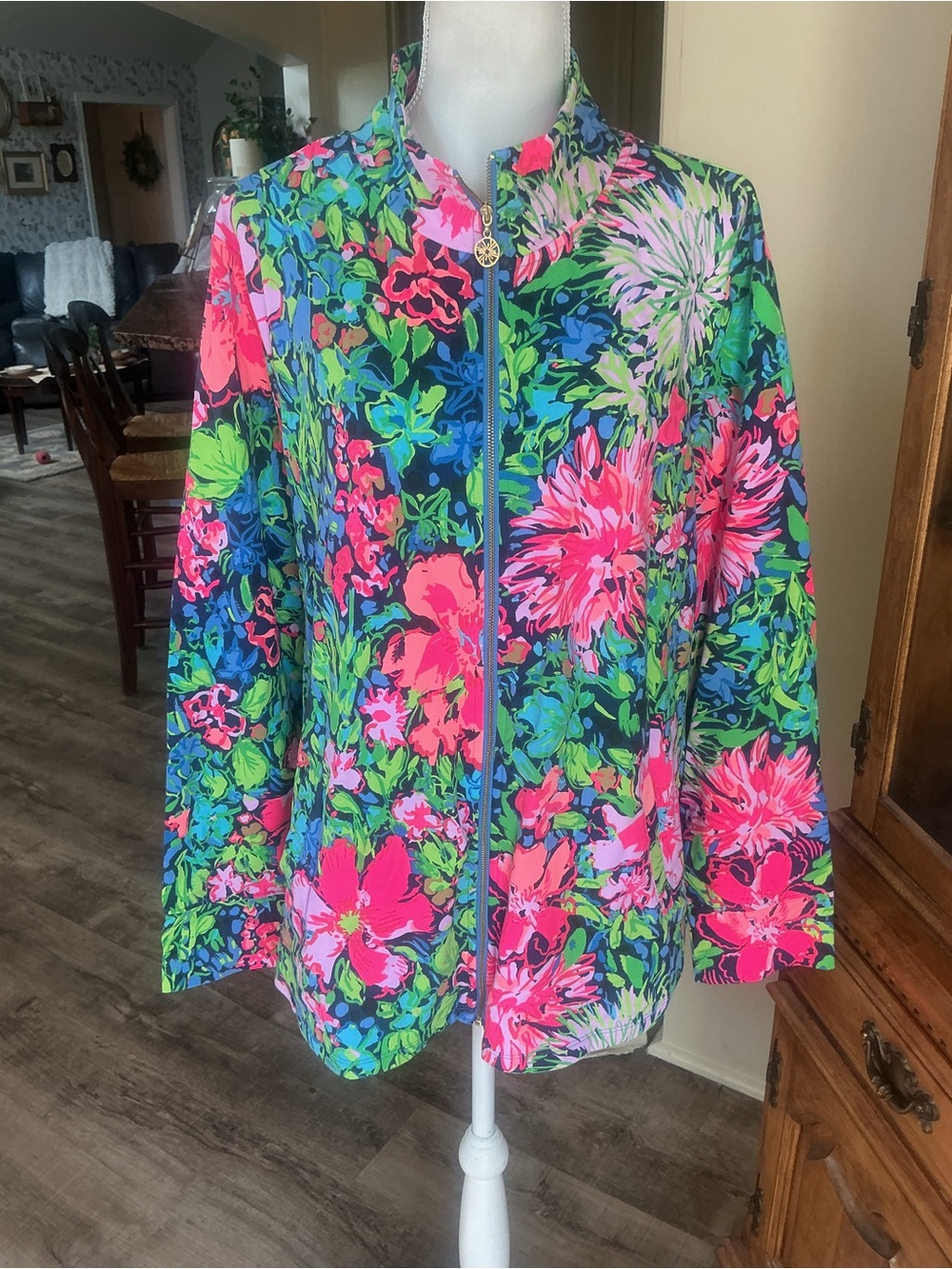 Lilly Pulitzer Leona Full Zip Jacket Womens XXL Coastal Shells Bright Pink Zip
